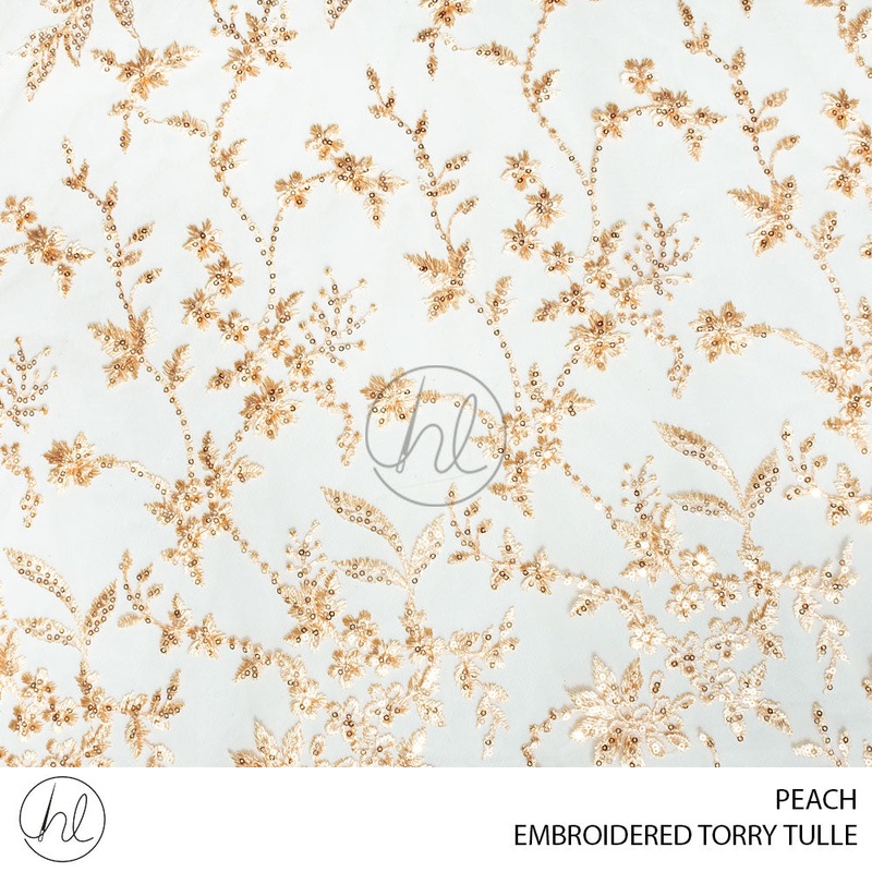 EMBROIDERED TORRY TULLE 53 PEACH 130CM PER M