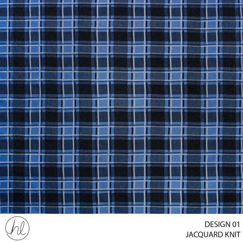 JACQUARD KNIT YD FABRIC 150CM BLUE ROLL ROLL 001