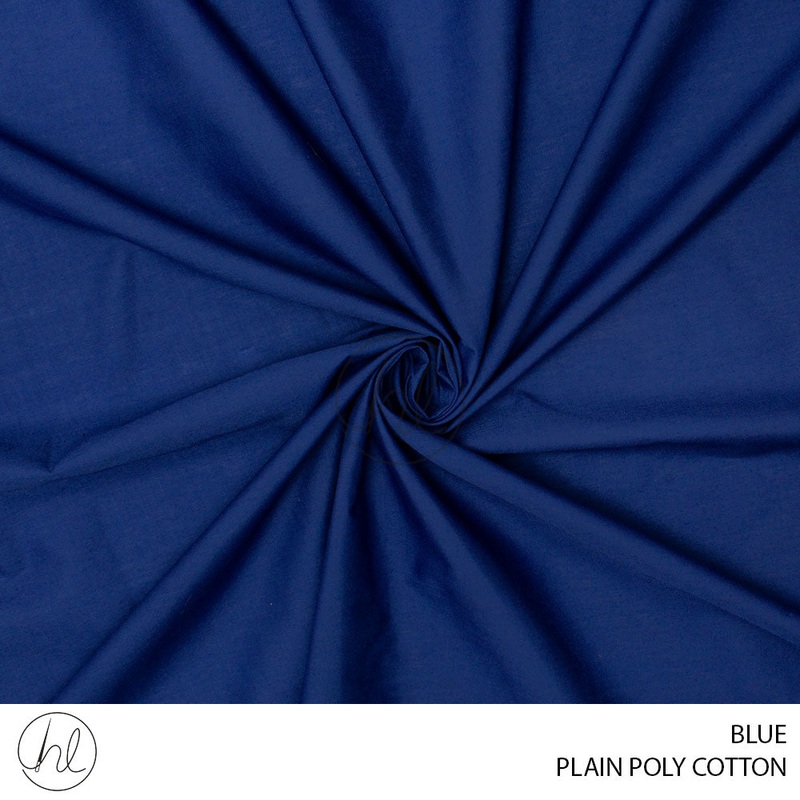 PLAIN POLY COTTON FABRIC 112CM BLUE