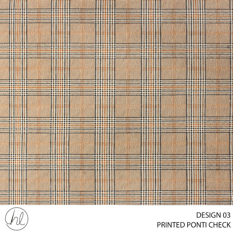 PONTI CHECK PRINTED FABRIC 150CM BEIGE ROLL ROLL 001