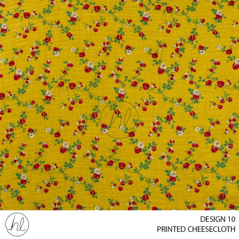 PRINTED CHEESECLOTH LACQ PTD PER M DESIGN 10 YELLOW 150CM WIDE