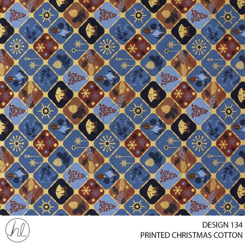 PRINTED CHRISTMAS COTTON DESIGN 45 51 BLUE 145CM PER M