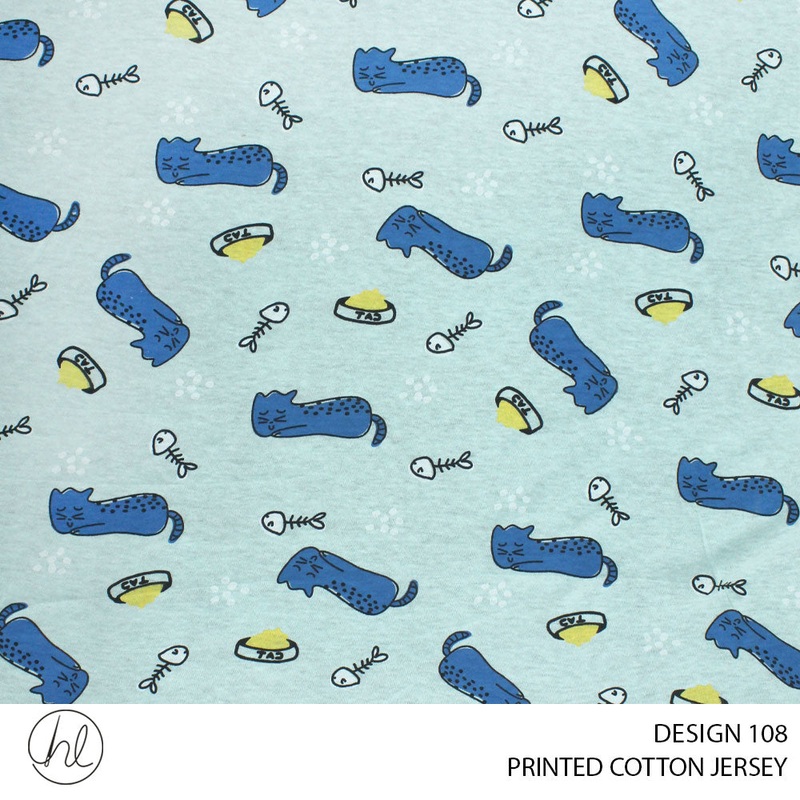 PRINTED COTTON JERSEY DESIGN 108 150CM WIDE PER M51