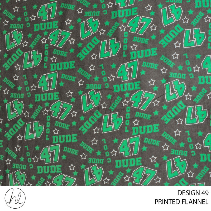 PRINTED FLANNEL 51 GREY 110CM PER M