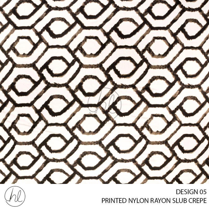 PRINTED NYLON RAYON SLUB CREPE 56 BLACK 150CM PER M
