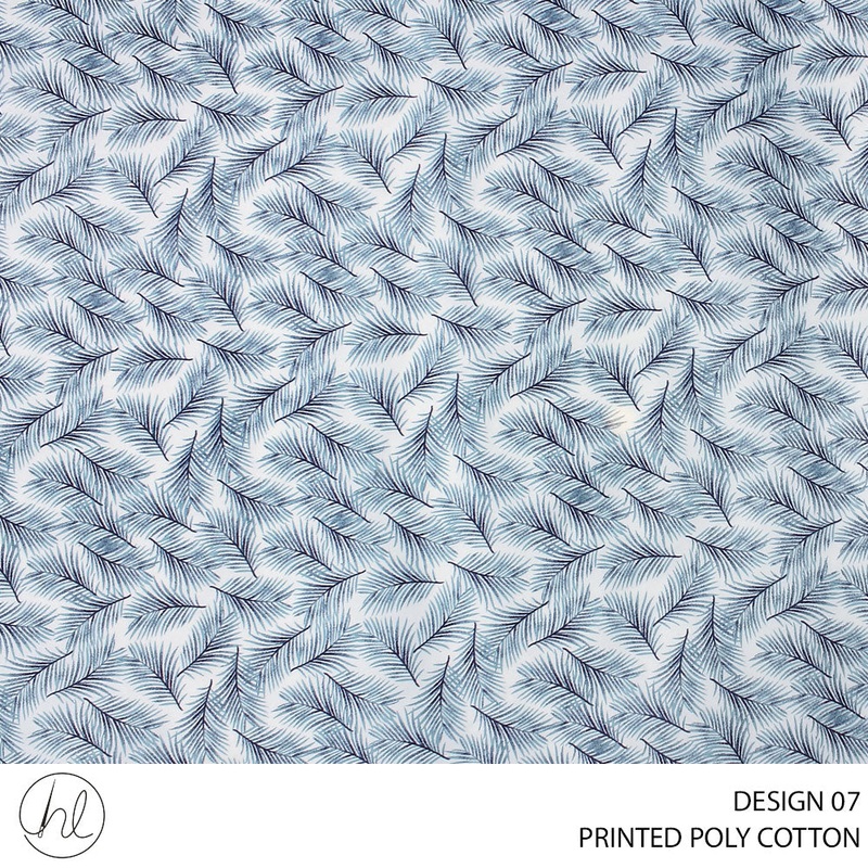 PRINTED POLY COTTON DES1 112CM BLUE ROLL ROLL 001