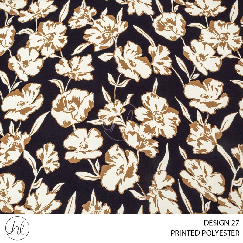PRINTED POLYESTER MIORI PER M BLACK DESIGN 27 150CM WIDE