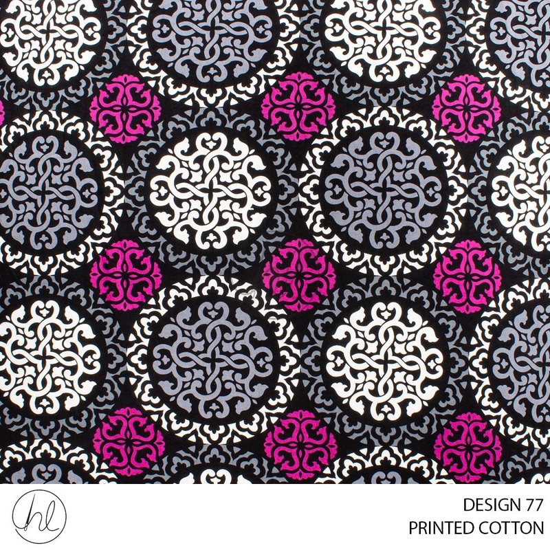 100% PRINTED COTTON  51 BLACK 150CM PER M