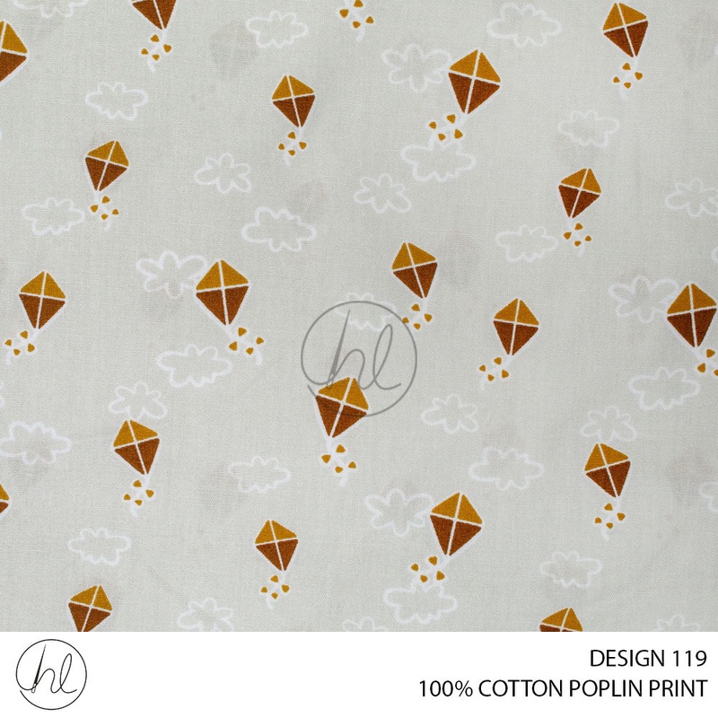 100% PRINTED COTTON POPLIN PER M DESIGN 119 BEIGE 150CM WIDE