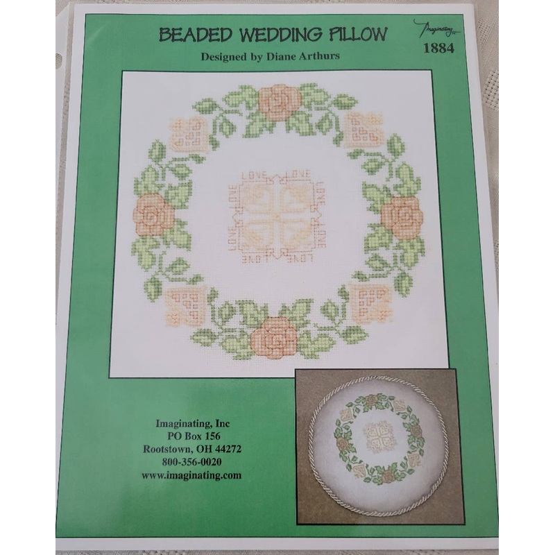 Beaded Wedding Pillow cross stitch pattern leaflet