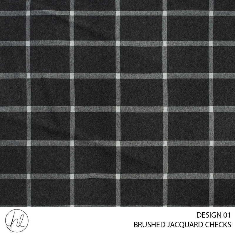 Brushed Jacquard Checks 56 Dark Grey 150cm Per M