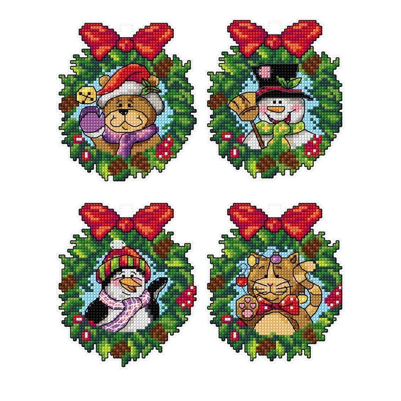 "Christmas Wreaths" 115CS Counted Cross-Stitch Kit