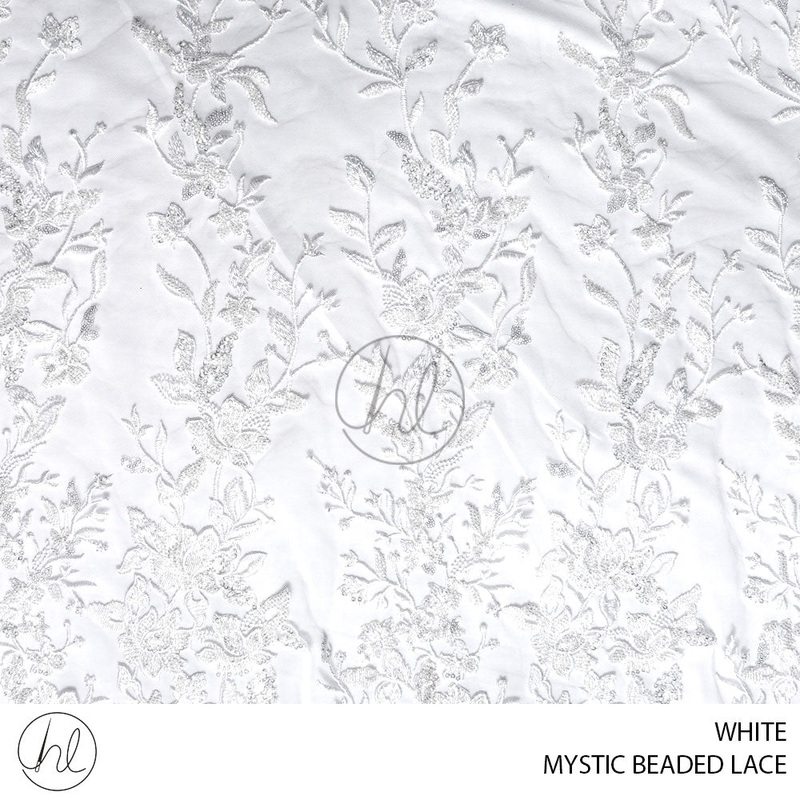 Mystic Beaded Lace 53 White 125cm Per M