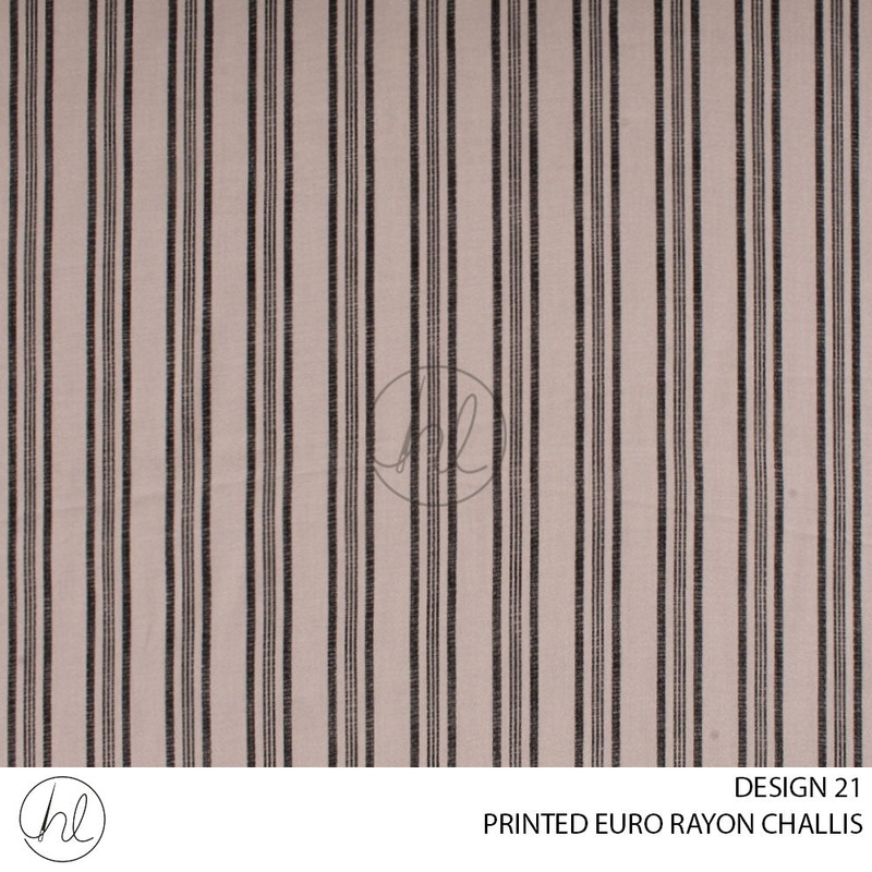 PRINTED EURO RAYON CHALLIS PER M BLACKDESIGN 22 150CM WIDE