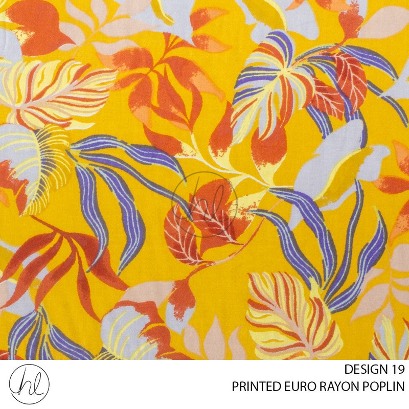 PRINTED EURO RAYON POPLIN  PER M  YELLOWDESIGN 19 150CM WIDE