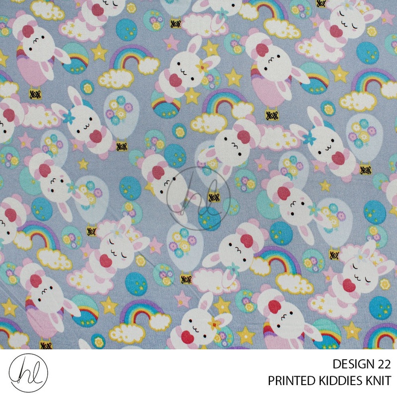 PRINTED KIDDIES KNIT PER M DESIGN 22 BLUE 150CM WIDE