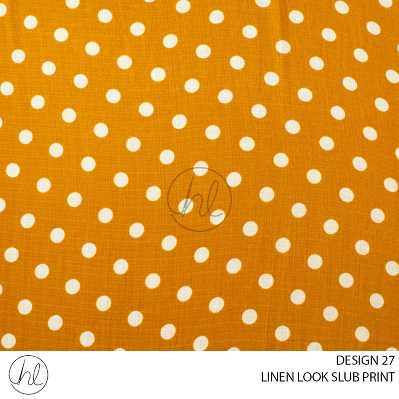 PRINTED LINEN LOOK SLUB 21 PER MMUSTARD DESIGN 26150CM WIDE