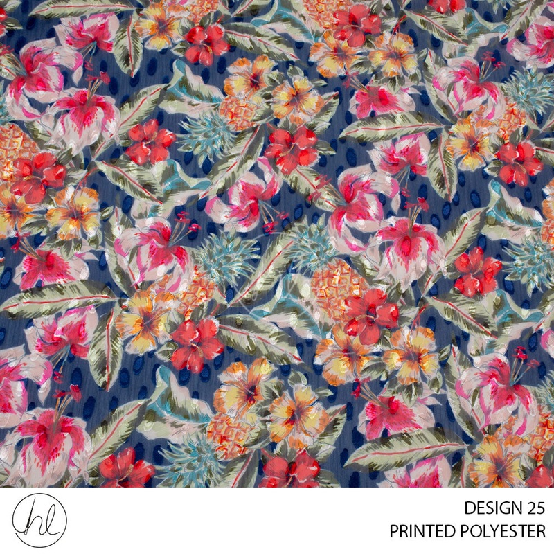 PRINTED POLYESTER GRACE PER M NAVYDESIGN 25 150CM WIDE