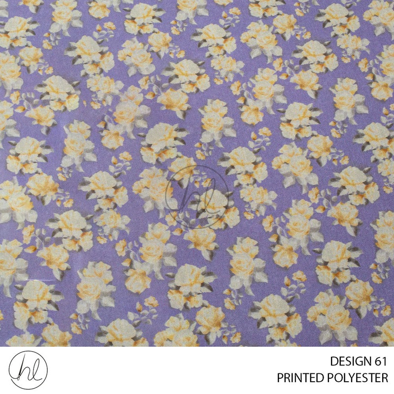 PRINTED POLYESTER SIROPE PER M LILAC DESIGN 61 150CM WIDE