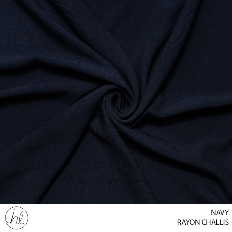 Rayon Challis 56 Navy 140cm Per M