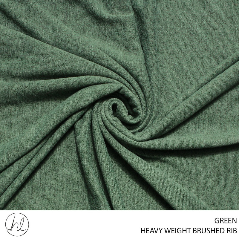 RIB BRUSHED HEAVY WEIGHT FABRIC 150CM GREEN ROLL ROLL 001