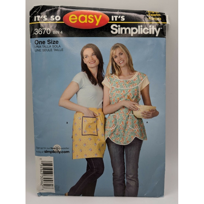 Simplicity 3670 It's So Easy Apron Pattern One Size