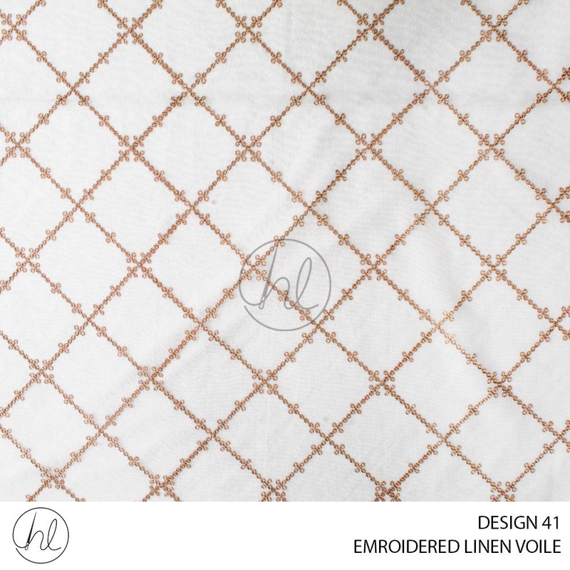 EMBROIDERED LINEN VOILE DESIGN 41 KHAKHI 280 CM WIDE PER M