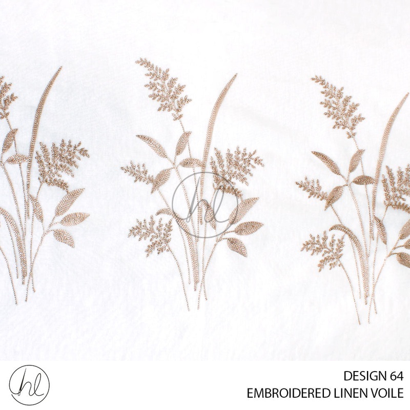 EMBROIDERED LINEN VOILE DESIGN 64 WHITE/BROWN 280CM PER M