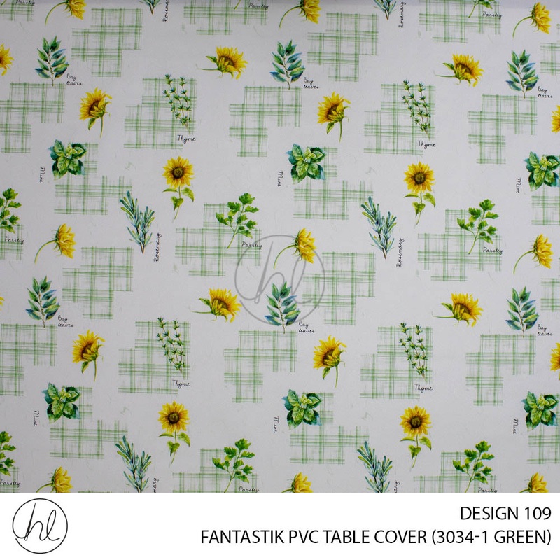 FANTASTIK PVC TABLE COVER DESIGN 109 140CM PER M GREEN