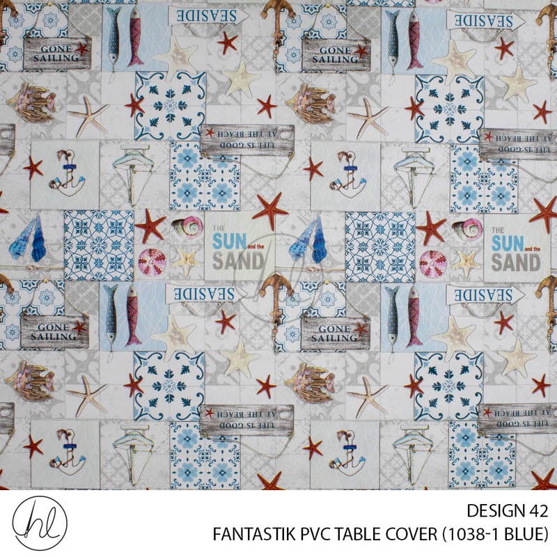 FANTASTIK PVC TABLE COVER DESIGN 42 140CM PER M BLUE
