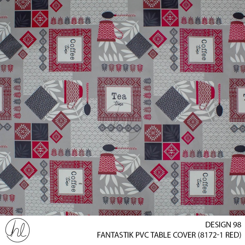 FANTASTIK PVC TABLE COVER DESIGN 98 140CM PER M RED