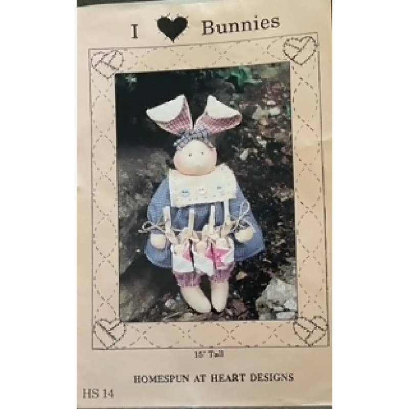 I Love Bunnies 15" Tall Bunny Homespun at Heart Designs