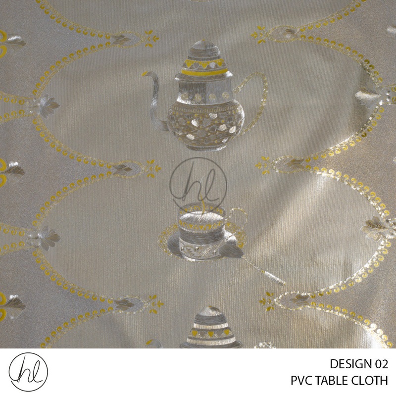 PVC TABLE CLOTH 4629 DESIGN 02 LIGHT GOLD 140CM WIDE PRICE  PER M