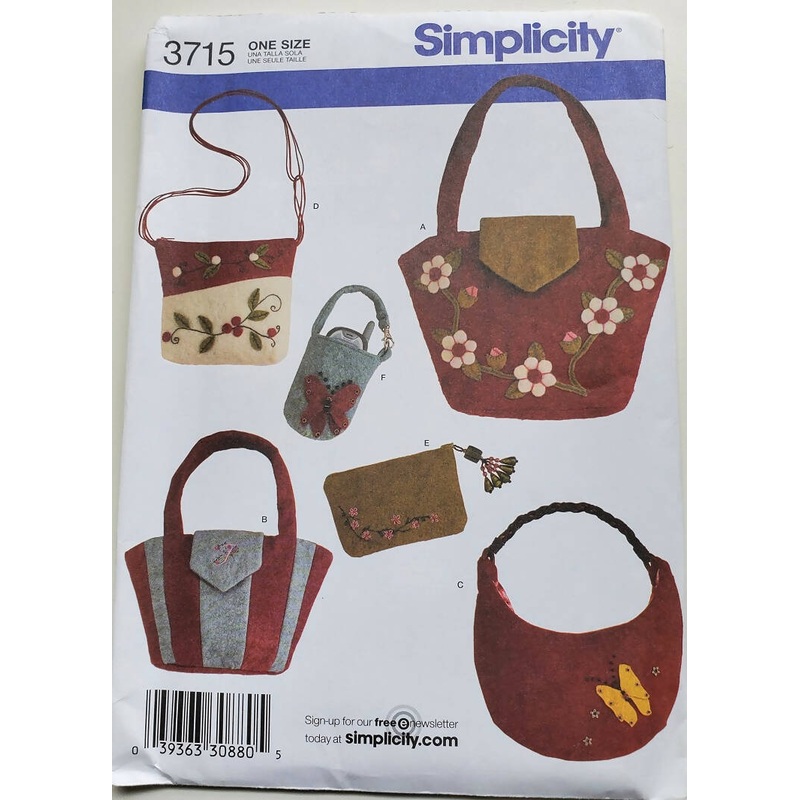 Simplicity 3715 Felt Purse Accessories