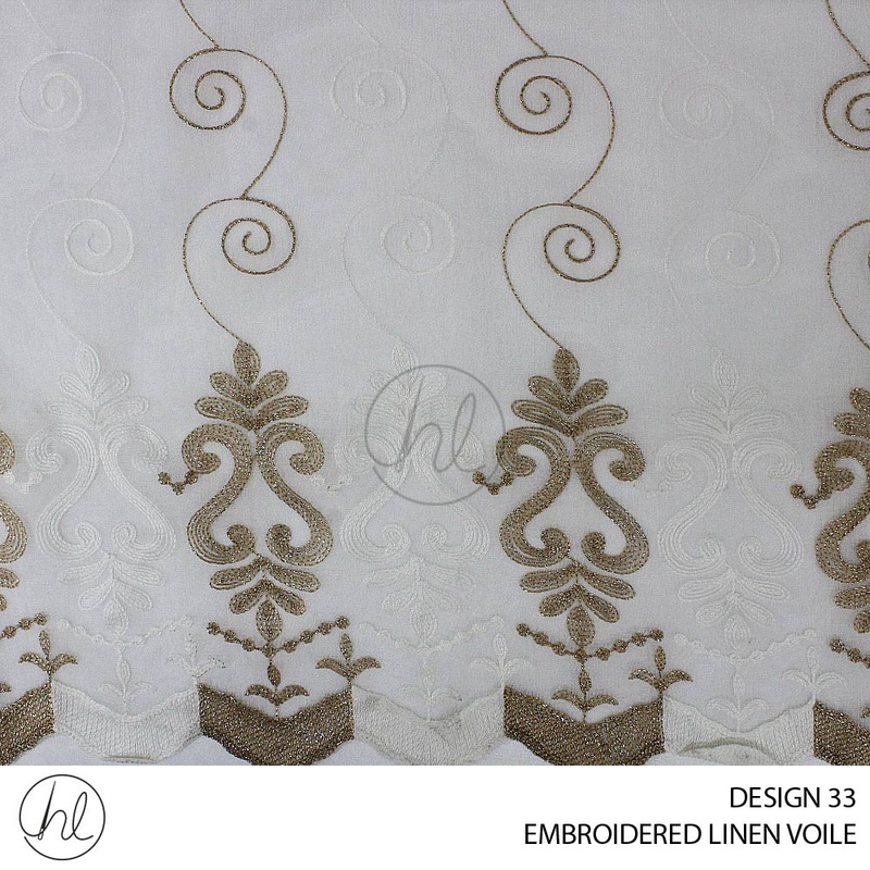 EMBROIDERED LINEN VOILE DESIGN 33 280CM WIDE PER M