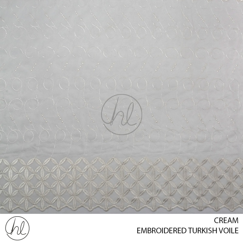 EMBROIDERED TURKISH VOILE CREAM PER M 280CM WIDE