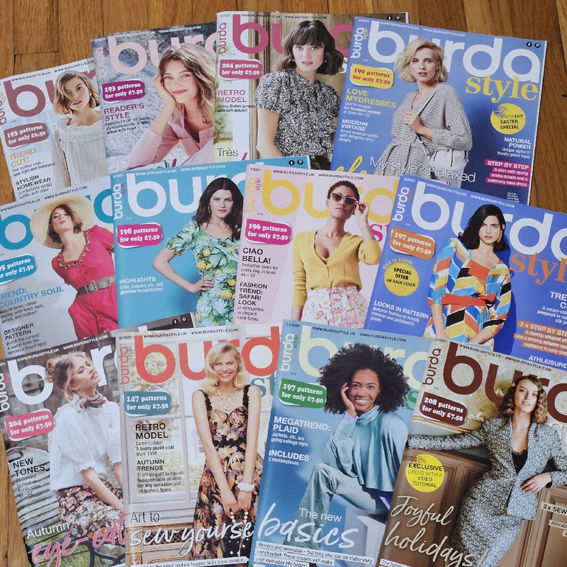 BurdaStyle 2021, English, 12 Magazines incl. Pattern Sheets