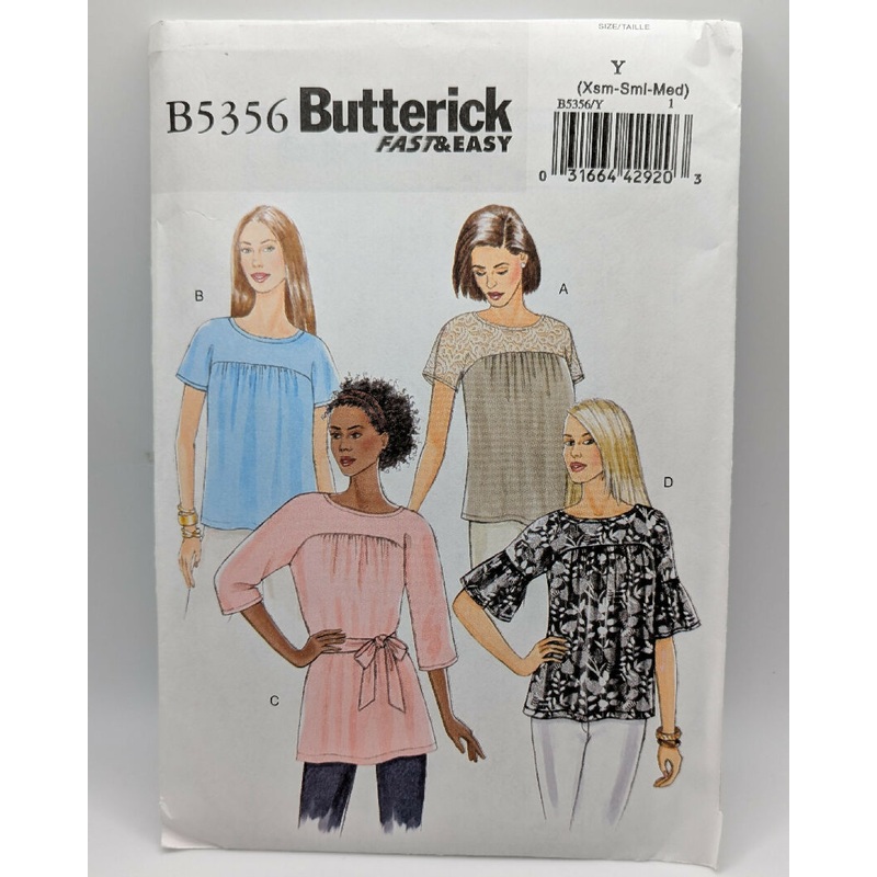 Butterick 5356 Fast & Easy Misses' Top & Sash Sizes XS-M
