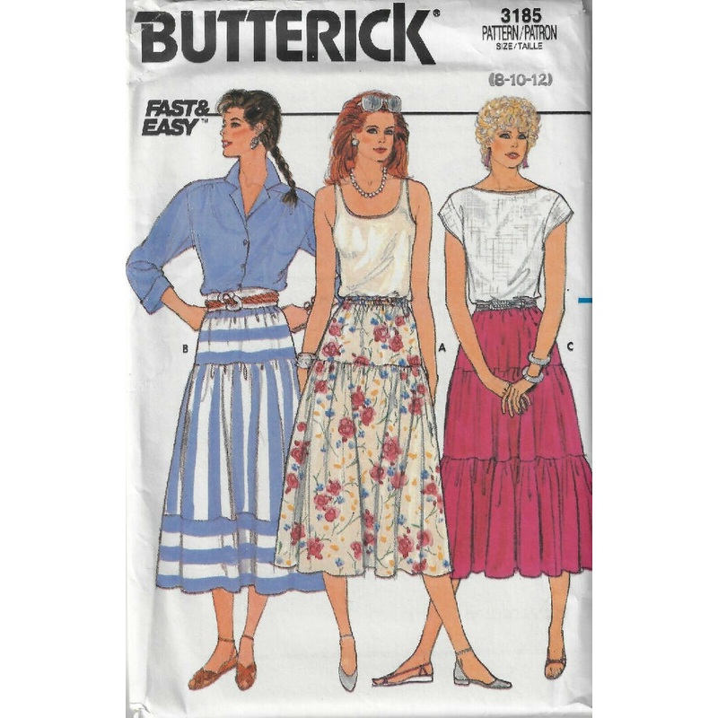 Butterick Sewing Pattern 3185 Uncut Misses Skirt - Sizes 8 - 12 Fast & Easy Vintage