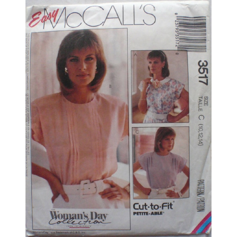 McCall's 3517 Petite-Able Blouse Pattern, Size 10-12-14, Uncut