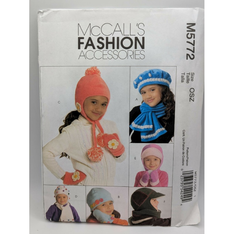 McCall's 5772 Fashion Accessories Child's Hats, Scarves & Mittens Pattern One Size