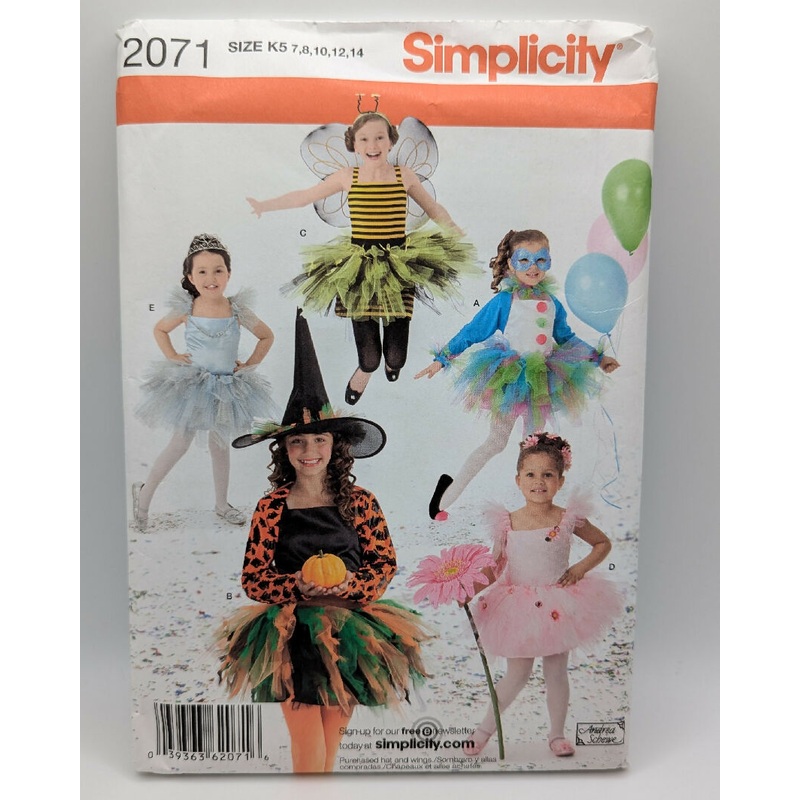 Simplicity 2071 Andrea Schewe Child's & Girl's Costume Pattern Sizes 7-14