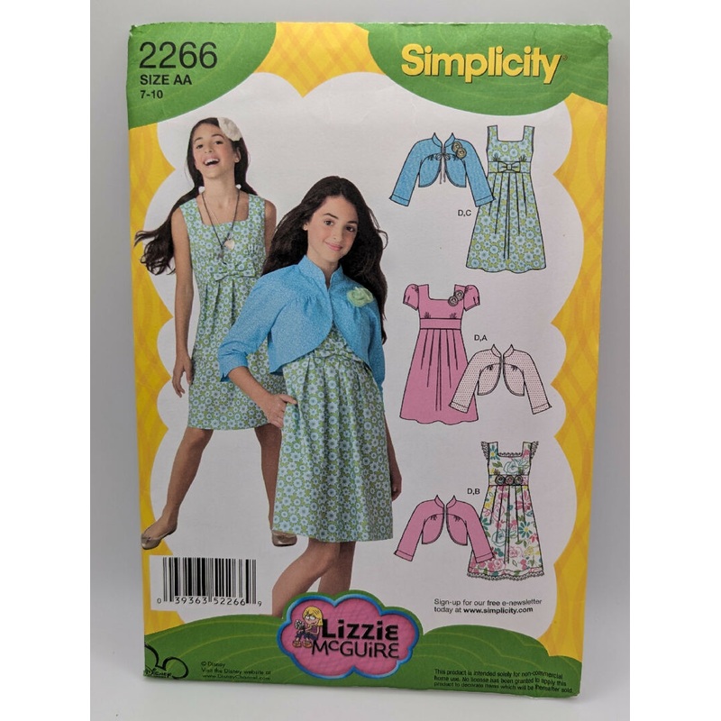 Simplicity 2266 Lizzie McGuire Girl's Dress & Jacket Pattern Sizes 7-10
