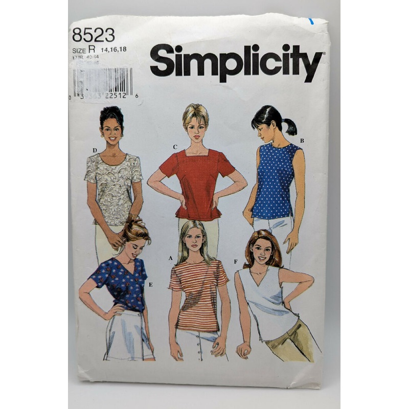 Simplicity 8523 Misses Top w/ Neck Variations Pattern Sizes 14-18