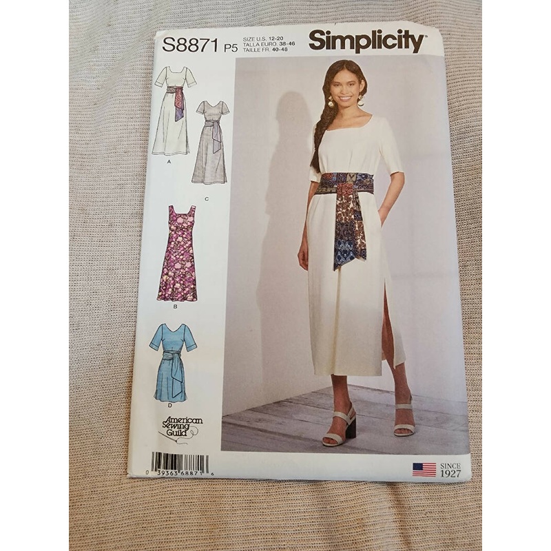 Simplicity 8871 - Misses Dress, UC/FF, SZ 12-20