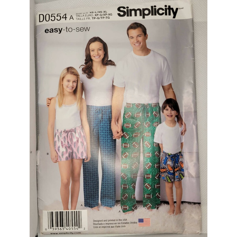 Simplicity D0554A Family Pants and Shorts Pattern