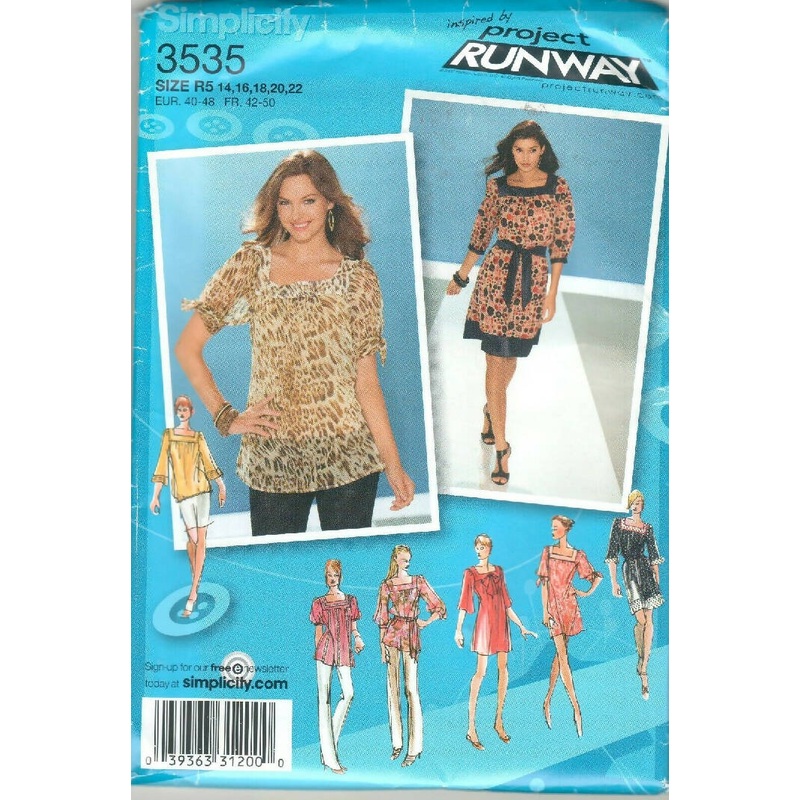 Simplicity Sewing Pattern 3535 Uncut Misses Dress, Mini-Dress, Top & Belt Misses Sizes 14-22
