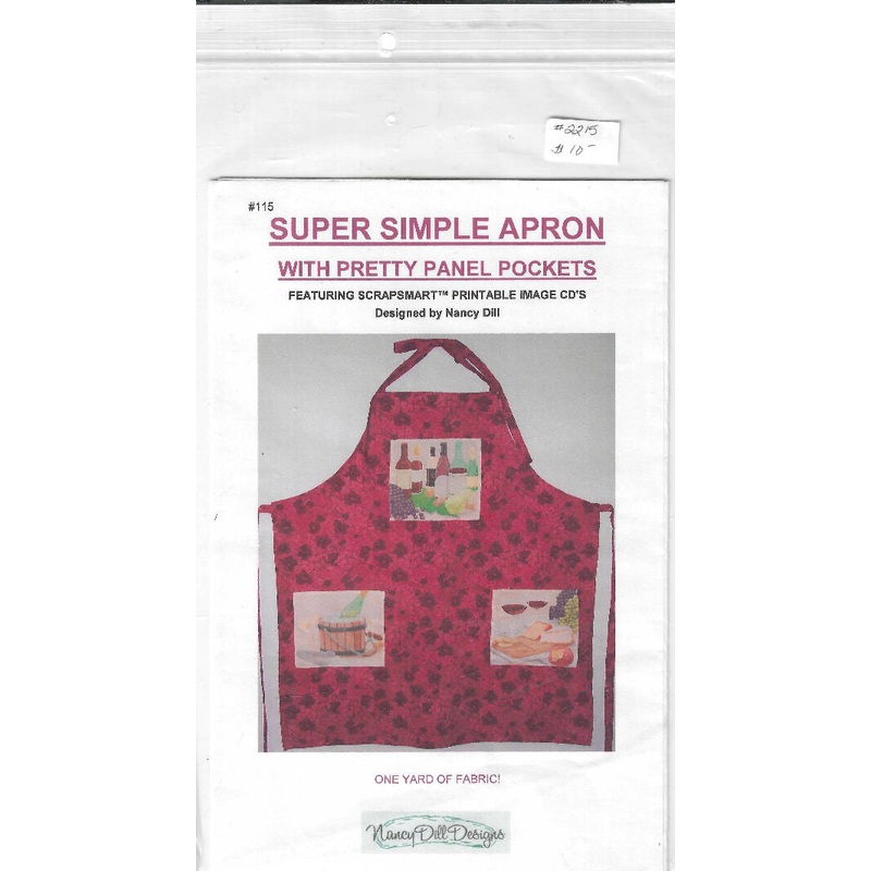 Super Simple Apron with Pretty Panel Pockets pattern by Nancy Dill Designs