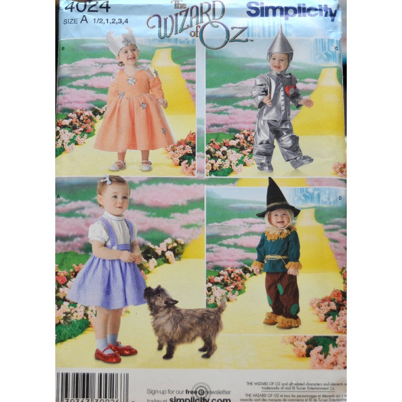 The Wizard of Oz Toddler/Kid's Costumes Uncut Sewing Pattern Simplicity 4024