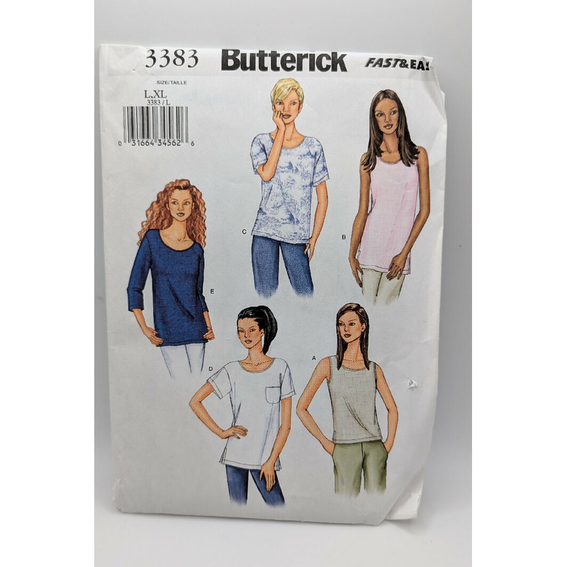 Butterick 3383 Fast and Easy Misses Pullover Top Pattern Size L-XL